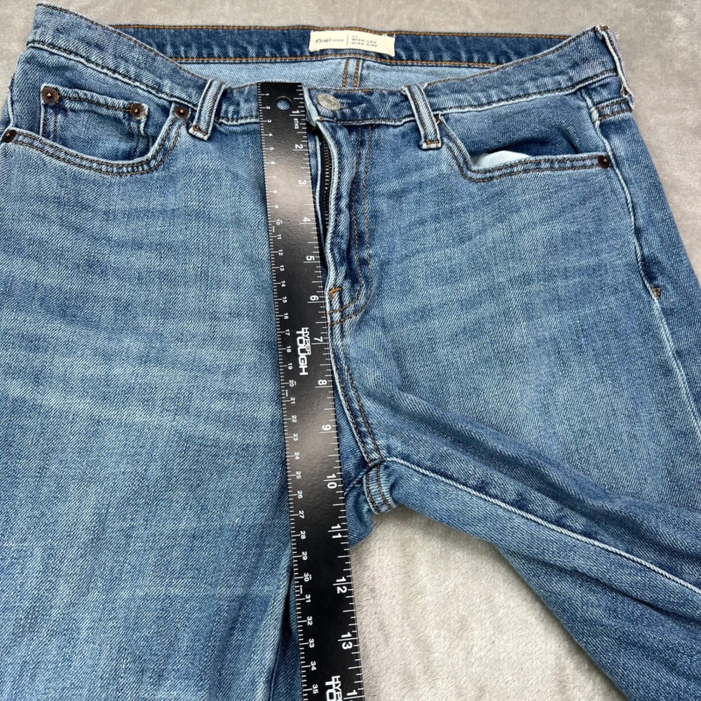 Gap 1969 Wide-Leg High Rise Jeans Womens 28 Blue Medium Wash Raw Frayed Hem - Picture 9 of 16